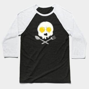 Egg Skull Funny Crossbones Spoon & Fork Breakfast Humor Gift Baseball T-Shirt